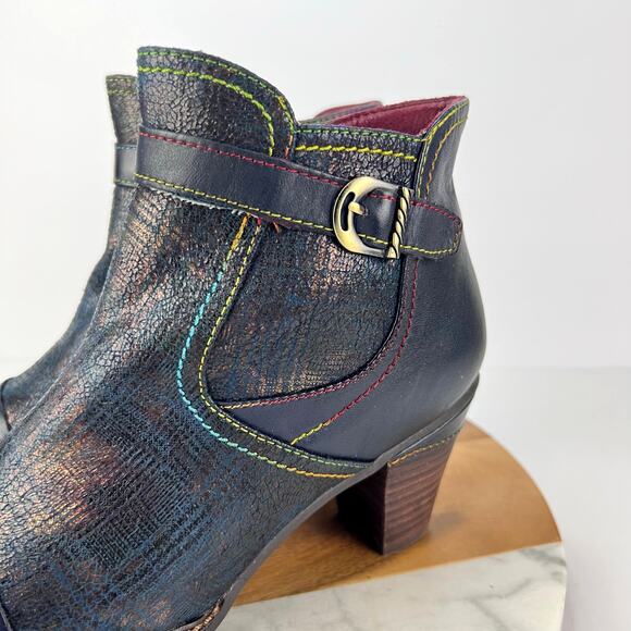 NEW L'Artiste By Spring Step 38 Captivate Women's Leather Block Heel Boots - Picture 7 of 14